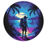 Puzzle Alone at The Night Beach 1000 pièces pour Adultes pour Les Adolescents, Les Couples et Les Amis pour Les Anniversaires et Noël (Taille 67,5 x 67,5 cm).