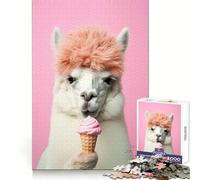 Puzzle Alpaga Animal Rigolo 1000 Pièces pour Adolescents Stimule la Mémoire Détente Facile pour Les Fêtes (50x75cm)