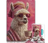 Puzzle Alpaga Buvant du café 2000 pièces pour Adolescents, Aide Le Cerveau à exercer des Jouets addictifs pour cultiver la Patience et l'interaction Parent-Enfant 70x100cm