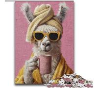 Puzzle Alpaga Buvant du café 2000 pièces pour Adolescents, Anti-Stress, Difficile à réaliser, décoration d'intérieur pour Les 14 Ans et Plus (70x100cm)