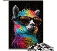 Puzzle Alpaga coloré avec Lunettes 1000 pièces pour Adultes et Adolescents, Jouets éducatifs et éducatifs, Jeux familiaux avec Affiche et fiche de Questions-réponses (26x38cm)