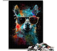 Puzzle Alpaga coloré avec Lunettes pour Adultes, 1000 pièces, Jeu Stimulant, idéal comme Cadeau pour Toute la Famille (50x75cm)
