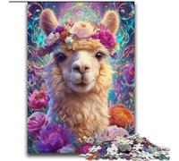 Puzzle Alpaga Fleur 2000 pièces pour Adolescents, Jeux éducatifs à Faire soi-même avec Affiche et fiche de Questions Assorties 14 Ans et Plus 70x100cm