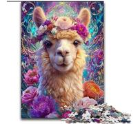 Puzzle Alpaga Fleur pour Adultes 1000 Pièces, Jeu Intellectuel, Collection Artistes, Beaux-Arts (Taille 26x38cm)