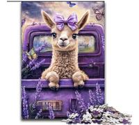 Puzzle Alpaga Lavande 1000 pièces pour Adultes, Jouet de Divertissement Familial idéal comme Cadeau pour Toute la Famille 26x38cm