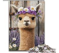 Puzzle Alpaga Lavande pour Adultes 1000 Pièces, Jouet Éducatif Intellectuel Décompressant pour Anniversaire, Noël (26x38cm)