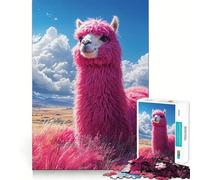 Puzzle Alpaga Rose dans Un Champ pour Adultes, 1000 pièces, Jeu de logique Clair, Loisirs, découpe Parfaite, Cadeau créatif (38x52cm)