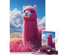 Puzzle Alpaga Rose dans Un Champ pour Adultes, 1000 pièces, Jeu de logique Clair, Loisirs, découpe Parfaite, Cadeau créatif (38x52cm)