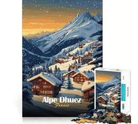 Puzzle Alpe d'Huez Ski Village pour Adultes,1000 pièces,pour stimuler la Concentration et s'amuser Taille Uniforme,pièces précises,activité idéale pour Partager Un Moment Convivial en Famille