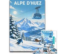Puzzle Alpe Huez Travel Poster 1000pcs (38x26cm) Cadeau pour Passionnés | Pour des moments de détente à la maison : ce puzzle 1000 pièces adulte convient aux soirées et aux w nds.