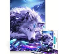 Puzzle Alpha des Loups de l'Anime 1000 pièces Jeu de réflexion Amusant Conception sans Espace Emboîtement Parfait pour Les réunions de Famille (38x52cm)