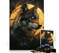Puzzle Alpha Wolf sous la Pleine Lune 1000 pièces pour Adolescents Clarté d'esprit, détente et Amusement Cadeau saisonnier idéal (38x26cm)