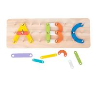 Puzzle alphabet en bois - Jouet en forme de chiffres empilables, jeu éducatif de blocs de construction en panneau perforé pour l'apprentissage et la coordination des couleurs des tout-petits | Parfait