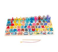 Puzzle Alphabet en Bois, Puzzle de Chiffres de Formes magnétiques avec Canne à pêche, Jouet éducatif