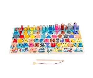 Puzzle Alphabet en Bois, Puzzle de Chiffres magnétique avec Canne à pêche, Jouet éducatif d'éveil pour Filles et garçons