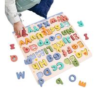 Puzzle 'Alphabet - Jouets d'apprentissage des Lettres Majuscules Et Minuscules en Bois | Carte Interactive avec Éducatifs pour, Jouet De Voyage pour La Maternelle,