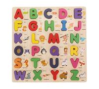 Puzzle Alphabet Lettres en Bois Jouet Cognitif d'apprentissage Précoce Planche de Puzzle en Tilleul épaissi pour Les Tout-Petits Enfants de 3 Ans et Plus 30 x 30 cm 26 Lettres