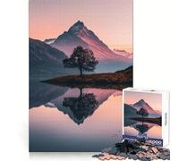 Puzzle Alpine Glow Reflection 1000 pièces pour Adolescents Stimulation mentale, détente et Plaisir Bords Uniformes pour Les fêtes (38x26cm)