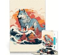 Puzzle Amaterasu Loup 1000 Pièces Jeu de réflexion Amusant et Stimulant Pièces Parfaitement emboîtables Cadeau d'anniversaire Casse-tête (38x26cm)