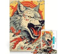 Puzzle Amaterasu Loup 1000 pièces Jeu de réflexion Amusant Pièces précises et Parfaitement ajustées Activité relaxante en Groupe à l'intérieur (38x52cm)