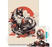 Puzzle Amaterasu Loup 1000 pièces,Jeu de réflexion Amusant,sans Espace,Design ajusté, pour Les réunions de Famille (50x75cm)