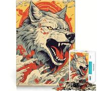 Puzzle Amaterasu Loup 1000 pièces pour Adolescents,Jeu de réflexion,découpe Laser pour Un Assemblage Parfait,activité de Groupe relaxante en intérieur (38x26cm)