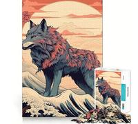 Puzzle Amaterasu Loup 1000 Pièces Stimulation Cognitive Amusant Pièces Découpées Nettes et sans Bavures Jouet de Loisirs Intérieurs pour Les Fêtes (38x52cm)