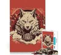 Puzzle Amaterasu Loup pour Adolescents 1000 pièces,Jeu de réflexion Amusant,Connexion Fluide et agréable pour Passer Le Temps (50x75cm)
