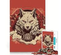 Puzzle Amaterasu Loup pour Adolescents 1000 pièces,Jeu de réflexion Amusant,Connexion Fluide et agréable pour Passer Le Temps (38x52cm)