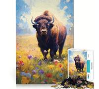 Puzzle American Bison 1000 pièces pour Adultes,entraînement cérébral Amusant,pièces Robustes et aux découpes nettes,activité apaisante pour Une Pause mentale (50x75cm)