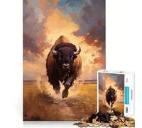 Puzzle American Bison 1000 pièces pour Adultes,Jeu Stimulant l'esprit,Surface Lisse sans bavures,Passe-Temps Fascinant pour Les Moments de détente (50x75cm)