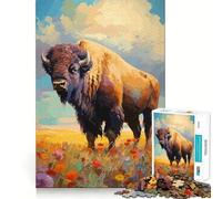 Puzzle American Bison pour Adolescents,1000 pièces,Jeu Stimulant l'esprit,pièces nettes et sans bavures,Facile à Apprendre,pour Le Plaisir de Toute la Famille (38x52cm)