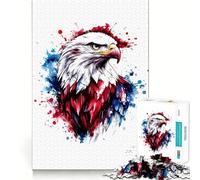 Puzzle American Eagle Aquarelle Art 1000 Pièces Stimulation Cognitive Amusant Pièces Nettement Découpées sans Bavures Jouet de Loisirs d'Intérieur pour Les Fêtes (50x75cm)