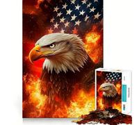 Puzzle American Eagle en Flammes 1000 pièces Stimulation Cognitive Jeu Amusant Pièces nettes et sans bavures Jouet de Loisirs d'intérieur pour Les fêtes (50x75cm)