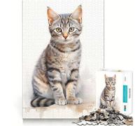 Puzzle American Shorthair Sketch pour Adolescents 1000 pièces Jeu Stimulant l'esprit Pièces nettes et sans bavures Facile à Apprendre Plaisir en Famille (38x52cm)