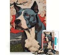 Puzzle Amstaff Woodblock Print pour Adultes,1000 pièces,Jeu de réflexion et d'exercice,sans Espace,Ajustement Parfait,activité de Partage et de complicité pour Les Proches (38x26cm)