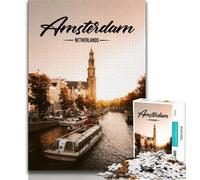Puzzle Amsterdam 1000 pièces pour Adultes et Adolescents, idéal pour Tuer Le Temps en Vacances avec des pièces entièrement emboîtables de Formes aléatoires 75x50cm