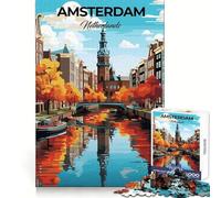 Puzzle Amsterdam Pays-Bas 1000 pièces pour Adultes Smart Challenge Peaceful Escape Fine Lock, (38x26cm)