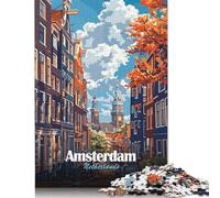Puzzle Amsterdam Pays-Bas Paysage Urbain Art 500 pièces Puzzles Puzzle en Bois pour Adultes 18+ Jeux éducatifs 500 pièces (52x38cm)