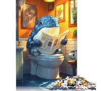 Puzzle Amusant Baleine aux Toilettes, Personnalisable, en Carton 100% recyclé, pour Adultes et Adolescents, Cadeau Unique, 1 000 pièces (75 x 50 cm)