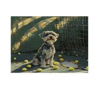 Puzzle amusant de 500 pièces en bois imprimé chien schnauzer pour adultes - Puzzles imprimés pour sports de tennis - Décorations amusantes pour divertissement à domicile