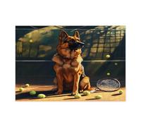 Puzzle amusant de berger allemand pour adultes - 300 pièces - Puzzles en bois pour sports de tennis - Décoration mignonne et amusante pour divertissement à domicile