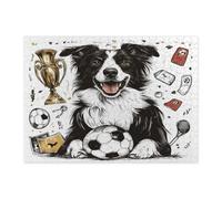 Puzzle amusant de chien Border Collie pour adultes - 500 pièces - Puzzles en bois - Décorations imprimées pour animaux de compagnie - Pour fête de divertissement