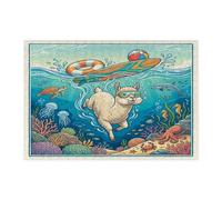 Puzzle amusant de plongée en alpaga pour adultes - 300 pièces - Puzzle en bois d'animaux côtiers de la mer - Décorations sous-marines cool pour divertissement à domicile