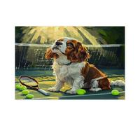 Puzzle amusant en bois pour adultes - 1 000 pièces - Puzzle en bois pour sports de tennis - Motif animal de compagnie mignon et amusant pour divertissement à domicile