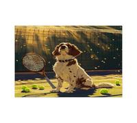 Puzzle amusant en bois pour adultes - 1 000 pièces - Puzzles en bois pour sports de tennis, chiot - Décoration amusante pour le divertissement à domicile