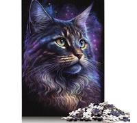 Puzzle Amusant en Carton de qualité supérieure représentant Un Chat Maine Coon Cosmique, idéal comme Cadeau de Noël pour garçon ou Fille, 1 000 pièces (75 x 50 cm)