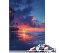 Puzzle Amusant en Carton de qualité supérieure sur la Plage au Soleil couchant, idéal pour Les Cadeaux de Noël des garçons et des Filles, 1 000 pièces (38 x 26 cm)