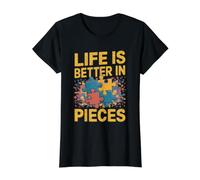 Puzzle Amusant Life is Better in Puzzle Pieces T-Shirt Graphique avec Valeur