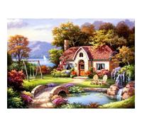 Puzzle 1500 pièces : Cottage avec Petit Pont en Pierre, Sung Kim